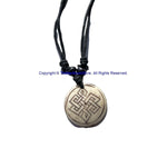 Handmade Tibetan Endless Knot Design Bone Pendant Necklace on Adjustable Cord - Boho Yoga Jewelry - HC166Z