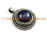 Nepal Tibetan Pendant with Lapis Gemstone Inlay - Handmade Nepal Tibetan Ethnic Jewelry - TibetanBeadStore - WM7258