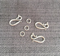 Hook Clasp Sets - 3 SETS Silver Finish Metal Hook and Eye Clasp Sets - Jewelry Making Supplies - Findings - Clasps - F98-3