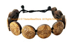 Adjustable Tibetan 8 Auspicious Symbols Wrist Bracelet Handmade - Buddhist Yoga Tribal Nepal Tibet Carved Bracelet- C291