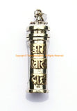 Tibetan Om Mani Mantra Prayer Box Amulet Pendant with Clear Windows - Om Aum Ohm Mantra Tube Capsule Pendant - Tibetan Ghau - WM2491