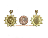 Solid Brass Sun Charm Pendant - Nepal Tibetan Yoga Jewelry Surya Small Sun Charm - TibetanBeadStore Handmade Tibetan Jewelry - WM3994S-1