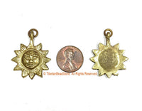 2 CHARMS Solid Brass Sun Charm Pendants - Nepal Tibetan Yoga Jewelry Surya Small Sun Charm - TibetanBeadStore Handmade Jewelry - WM3994S-2