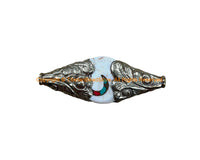 Ethnic Tribal Naga Conch Shell Tibetan Bead with Turquoise, Coral Inlays & Repousse Floral Metal Caps - 1 BEAD - B3500-1
