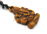 Ganesha Resin Pendant with 26" - 28" Adjustable Black Cotton Cord from Nepal - Ganesh Ganesha Ganesa Ganpati Pendant - WM7721