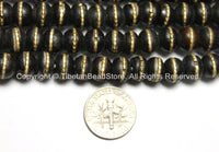 20 beads - Black Bone Mala Tibetan Prayer Beads with Brass Inlays - Tibetan Prayer Beads Mala Supplies - LPB88-20