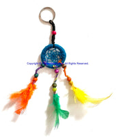 Handmade Dreamcatcher Beaded Charm Keyring Keychain with Colorful Feathers - HC167A8