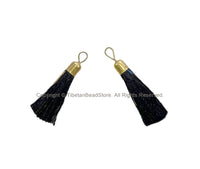 5 TASSELS Black Tassels with Gold Toned Brass Caps - Quality Tassels Boho Mala Tassels Earring Tassels - Craft Tassels - T217-5