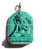 Tibetan Green Chenrezig Buddha Pendant - Chenrezig Avalokiteshvara Buddha - Ethnic Artisan Handmade Yoga Meditation Jewelry - WM3023