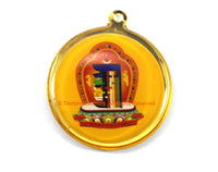 Reversible Zambala & Kalachakra Tibetan Pendant - Enamel Pendant Earring Supplies Jewelry Supplies Tibetan Pendant- WM7716