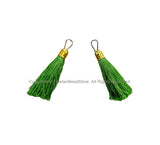 5 TASSELS Green Tassels with Gold Toned Brass Caps - Quality Tassels Boho Tassels Earring Tassels - Craft Tassels - T213-5