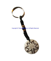Lotus Design Carved Handmade Keychain Keyring - Handmade Key Ring - Ethnic Keychains - KC90