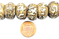 10 BEADS Antiqued Ethnic Naga Conch Shell Beads with Om Mani Mantra Carvings- TibetanBeadStore Tibetan Beads, Pendants, Jewelry- B2800-10