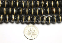 10 beads - Black Bone Mala Tibetan Prayer Beads with Brass Inlays - Tibetan Prayer Beads Mala Supplies - LPB88-10