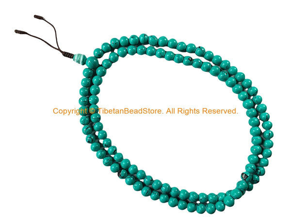 Tibetan Mala Prayer Beads - 7.5mm Size Blue Beads Ethnic Tibetan Mala Prayer Beads - PB164