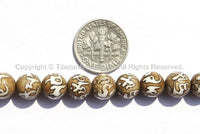 Tibetan 8mm Conch Mala Prayer Beads with Om Mani Padme Hung Mantra - Tibetan Prayer Beads Mala Making Supply - PB20
