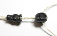 1 SET - Tibetan Dark Black Bone Guru Bead Set - 11-13mm - Black Bone 3 Hole Guru Beads & Caps - Prayer Beads Mala Supplies- GB45-1