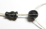 5 SETS - Tibetan Dark Black Bone Guru Bead Sets - 11-13mm - Black Bone 3 Hole Guru Beads & Caps - Prayer Beads Mala Supplies- GB45-5