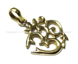 Sanskrit Om Pendant - Om Aum Ohm Mantra Charm Pendant - Quality Gold Tone Brass OM Pendant Ethnic Nepal Tibetan Yoga Jewelry - WM3770