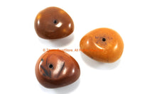 3 BEADS LARGE Tibetan Amber Copal Resin Beads - Ethnic Tibetan Honey Amber Resin Beads - TibetanBeadStore - B3324