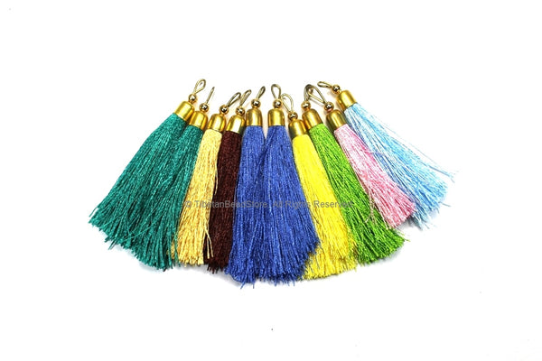 10 TASSELS Mixed Colors Tassels with Gold Toned Brass Cap - Quality Boho Tassels Bag Tassels Earring Tassels - Craft Tassels - T221-10