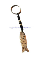 Ethnic Handmade Carved Fish Design Keychain Keyring - Handmade Ethnic Keychains - KC92