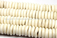 20 BEADS 14mm Size Flat Disc Tibetan White Bone Beads - Natural Animal Bone Tibetan Disc Beads - TibetanBeadStore - LPB80-20