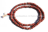 108 beads - 10mm Tibetan Red Bone Mala Prayer Beads with Brass, Copper, Turquoise & Copal Inlays - Tibetan Prayer Beads - PB13 - TibetanBeadStore