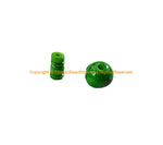 Green Inlaid Bone 3 Hole Guru Bead & Cap Set - Tibetan Guru Bead Supplies - Handmade - GB87C-1