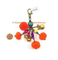 Keychain Pom Pom Tassels Handmade Multi-colored Pom Pom Tassels with Spring Clip - Boho Tassels Bag Accessories Quality Tassels - BK25A