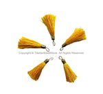 5 TASSELS Golden Yellow Tassels with Brass Caps - Quality Tassels Boho Mala Tassels Earring Tassels - Craft Tassels - T204-5