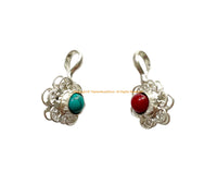 2 COUNTERS - Handmade Tibetan Mala Prayer Beads Counters with Turquoise and Coral Bead Inlays - T258