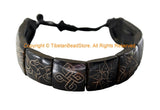 Adjustable Tibetan 8 Auspicious Symbols Wrist Bracelet Handmade - Buddhist Yoga Tribal Nepal Tibet Carved Bracelet- C292