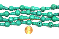 2 SETS - LARGE Turquoise Tibetan Guru Bead Sets 13mm-14mm size Turquoise Color Resin 3 Hole Guru Beads - Tibetan Mala Making Supply - GB36B-2