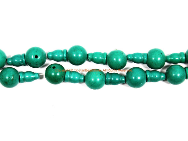 1 set - LARGE Turquoise Tibetan Guru Bead Set 13mm-14mm size Turquoise Color Resin 3 Hole Guru Beads - Tibetan Mala Making Supply - GB36B-1