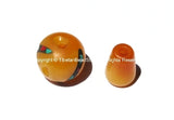 Tibetan Amber Color Resin Guru Bead Set with Turquoise, Coral Inlays - 1 SET - Tibetan Amber Guru Beads - GB37-1