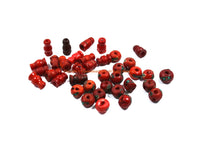 19 SETS - Tibetan Inlaid Red Bone Guru Bead Sets - Bulk Lot Inlay Bone Guru Beads & Caps - Mala Making Supply 3 Hole Guru Beads - GB63B-19