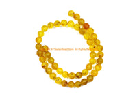 8mm Yellow Chalcedony Beads - 1 STRAND - Round Chalcedony Beads - 15 Inches Strand - Jewelry Making Bead Supplies - GM105