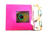 Handmade Peacock Feather & Lokta Paper Notebook from Nepal - HC135C