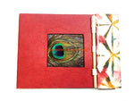 Handmade Peacock Feather & Lokta Paper Notebook from Nepal - HC135D