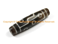 1 BEAD BIG LONG Tibetan Etched Agate Dzi Bead 9 Eye Dzi Zee Dzee Zi Agate Bead - Tibetan Beads- Ethnic Tribal Dzi Beads - B3040