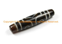 1 BEAD BIG LONG Tibetan Etched Agate Dzi Bead 3 Eye Dzi Zee Dzee Zi Agate Bead - Tibetan Beads- Ethnic Tribal Dzi Beads - B3041