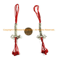Tibetan Counters Mala Prayer Beads Bell & Vajra Counter Set - Silver Tone White Metal Counters- Buddhist Counters- Mala Supplies- T150