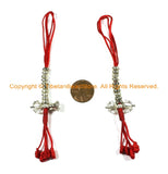 Tibetan Counters Mala Prayer Beads Bell & Vajra Counter Set - Silver Tone White Metal Counters- Buddhist Counters- Mala Supplies- T150