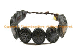 Adjustable Tibetan Carved 8 Auspicious Signs Dark Bone Wrist Bracelet- Buddhist Yoga Bracelet Tribal Bracelet Carved Bone Bracelet- C136