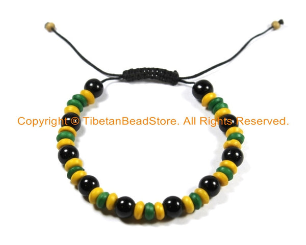 Adjustable Tibetan Mixed Colored Beads Bracelet- Wrist Mala Bracelet- Yoga Bracelet Nepal Tibet Beads Unisex Bracelet- Boho Bracelet- C144