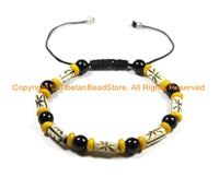 Adjustable Tibetan Mixed Beads Wrist Mala Bracelet- Unisex Bracelet- Yoga Bracelet Tribal Nepalese Tibetan Bone Beads Boho Bracelet- C153