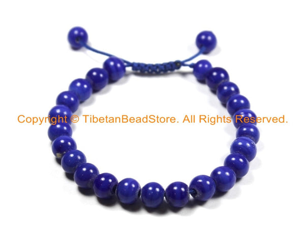 Adjustable Tibetan Blue Beads Bracelet- Wrist Mala Bracelet- Yoga Bracelet Nepal Tibet Mala Beads Bracelet- Boho Bracelet- C159
