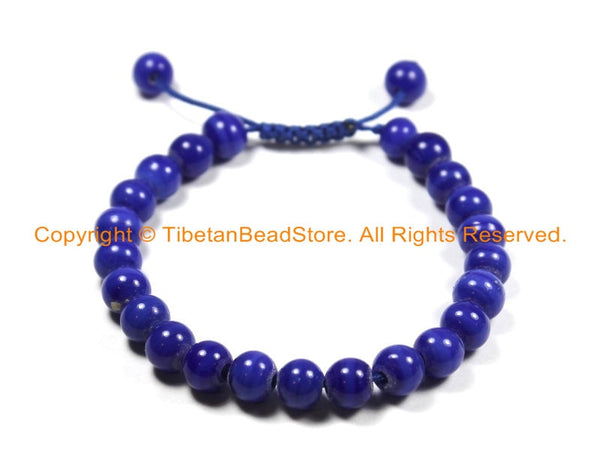 Adjustable Tibetan Blue Beads Bracelet- Wrist Mala Bracelet- Yoga Bracelet Nepal Tibet Mala Beads Bracelet- Boho Bracelet- C159