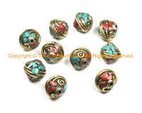 10 BEADS Tibetan Beads-Turquoise Beads Coral Beads Nepalese Beads Tibet Beads Tribal Beads Bohemian Country Beads Nepal Beads- B3034-10 - TibetanBeadStore